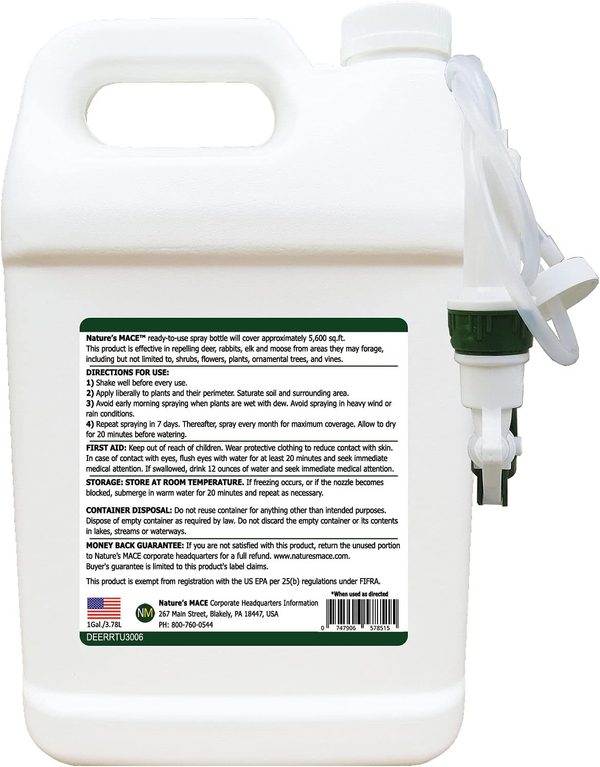 Nature’s MACE Deer and Rabbit Mace, Deer Repellent Spray, 1 Gallon, Deer Repellent for Plants