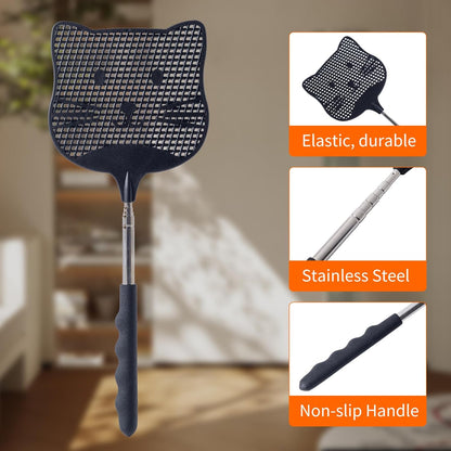 3 Pack Extendable Fly Swatter, 25 inch Long Handle Flyswatters, Plastic Heavy Duty Fly Swatters