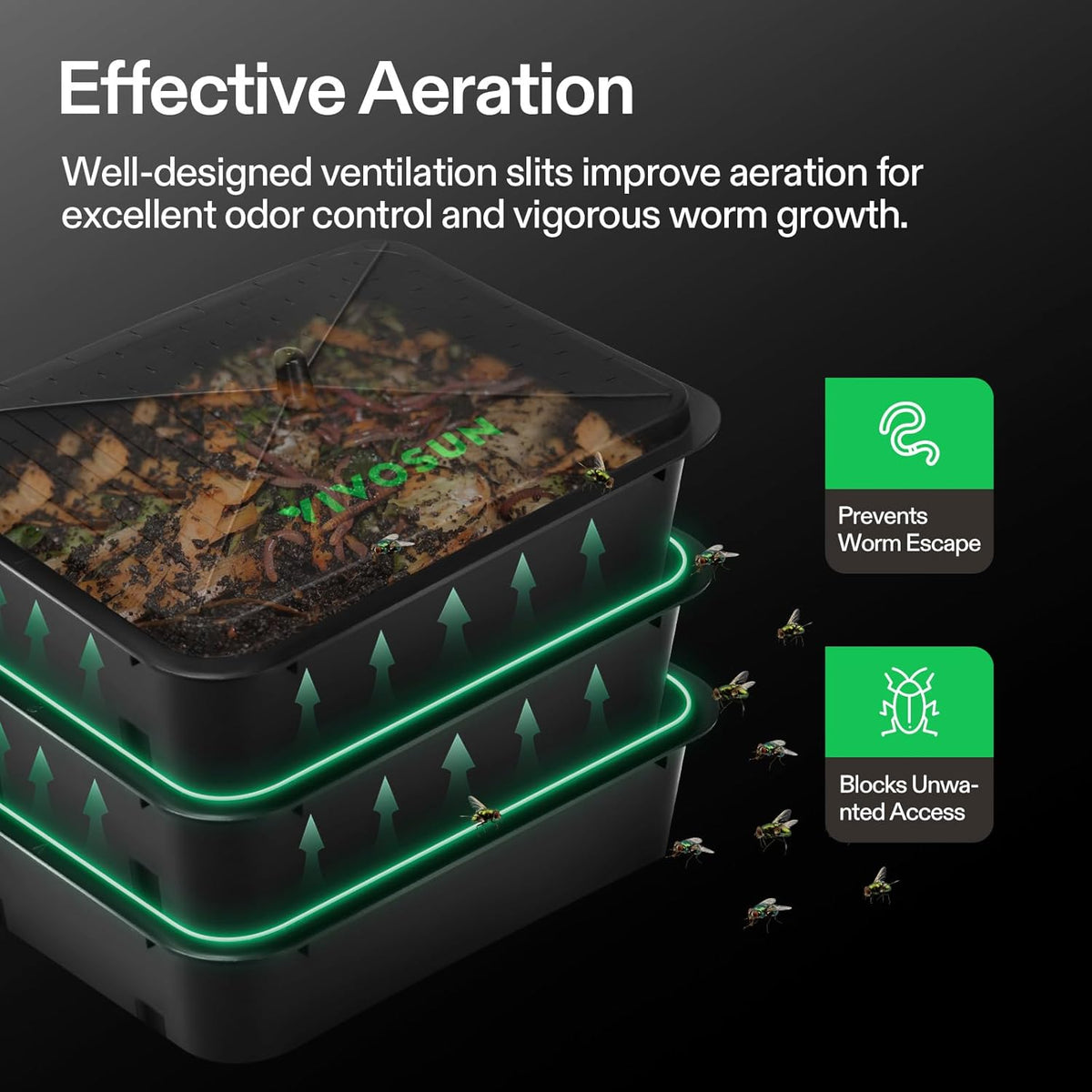 VIVOSUN 3-Layer Worm Compost Bin, 30L Worm Composter, Easy Setup Inclusive Worm Farm Kit for