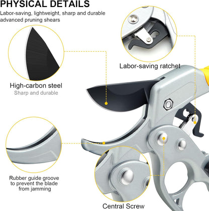 Ultra Sharp Germany Steel Pruning Shears - Cuts 3X Easier, Ergonomic Design - Weak Hand Arthritis