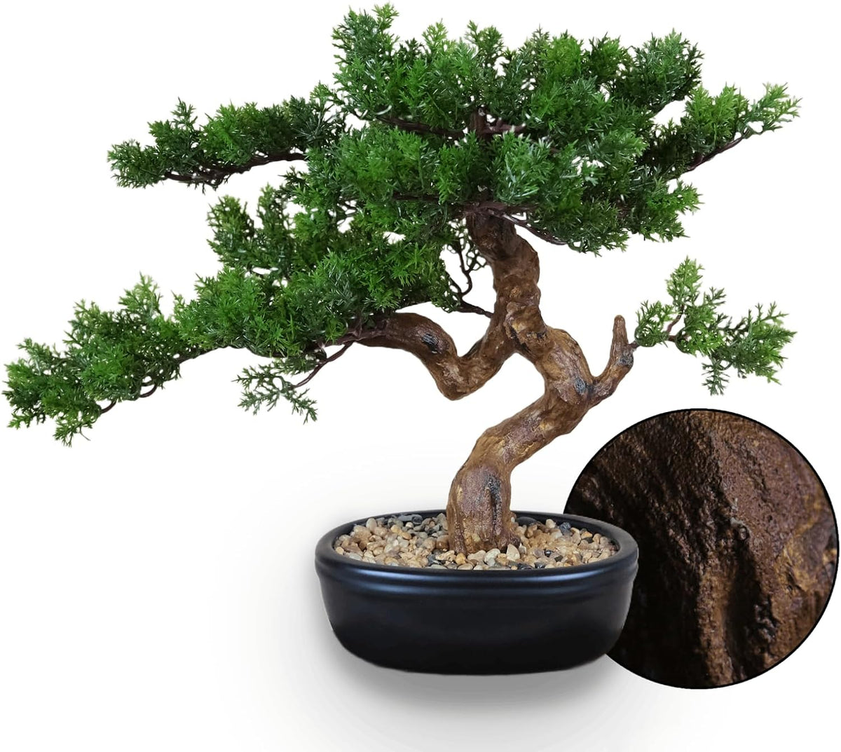 Artificial Bonsai Tree 16" Tall with Realistic Wood and Ceramic Pot Fake Plants Cypress Juniper
