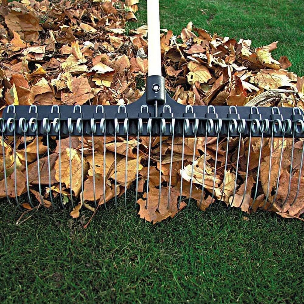 THE GROUNDSKEEPER II Rake 55-inch Lightweight Fiberglass Handle, 21-inch Head, Durable Steel Tines