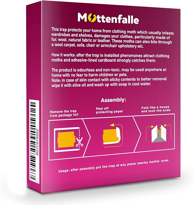 Mottenfalle Clothes Moth Traps 6-Pack - Prime Safe Non-Toxic Eco-Friendly Moth Traps with