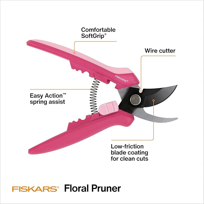 Fiskars Floral Pruning Shears, Gardening Gifts for Women, Plant Cutting Scissors for Deadheading