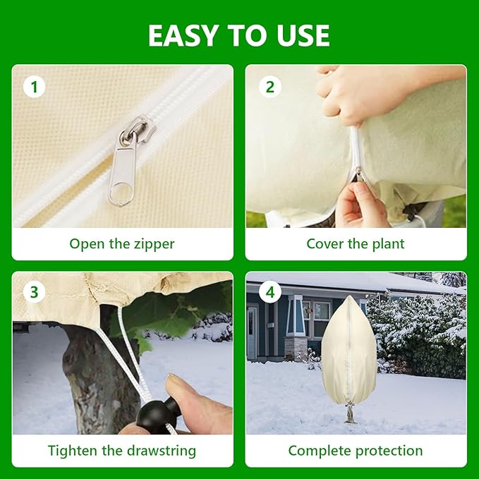 Plant Covers Freeze Protection, 4 Pack Round Frost Blankets for Outdoor Plants (32"x48") – Winter
