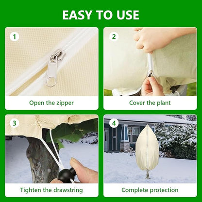 Plant Covers Freeze Protection, 4 Pack Round Frost Blankets for Outdoor Plants (32"x48") – Winter