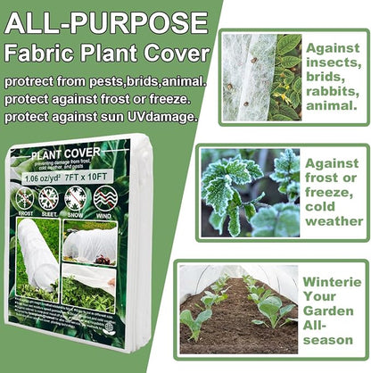 Plant Covers Freeze Protection, Antifrost Cover 7ft×10ft Reusable Rectangle Frost Protection