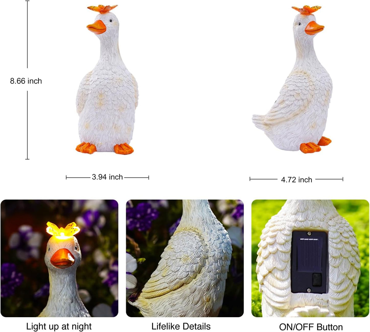 Goodeco Garden Goose Statue with Solar Butterfly - Outdoor Goose Decor for Unique Gifts for Mom &