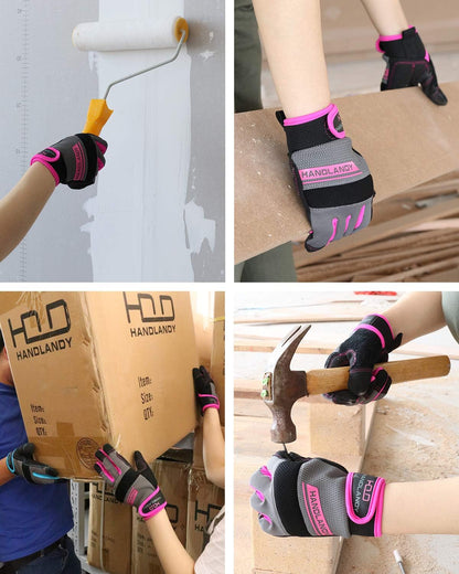 HANDLANDY Women Safety Work Gloves Utility Touch Screen Working Grip Glove for Yardwork Gardening