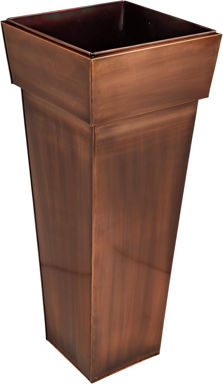 H Potter Tall Square Planter Stainless Steel with Antique Copper Finish Indoor and Outdoor Garden