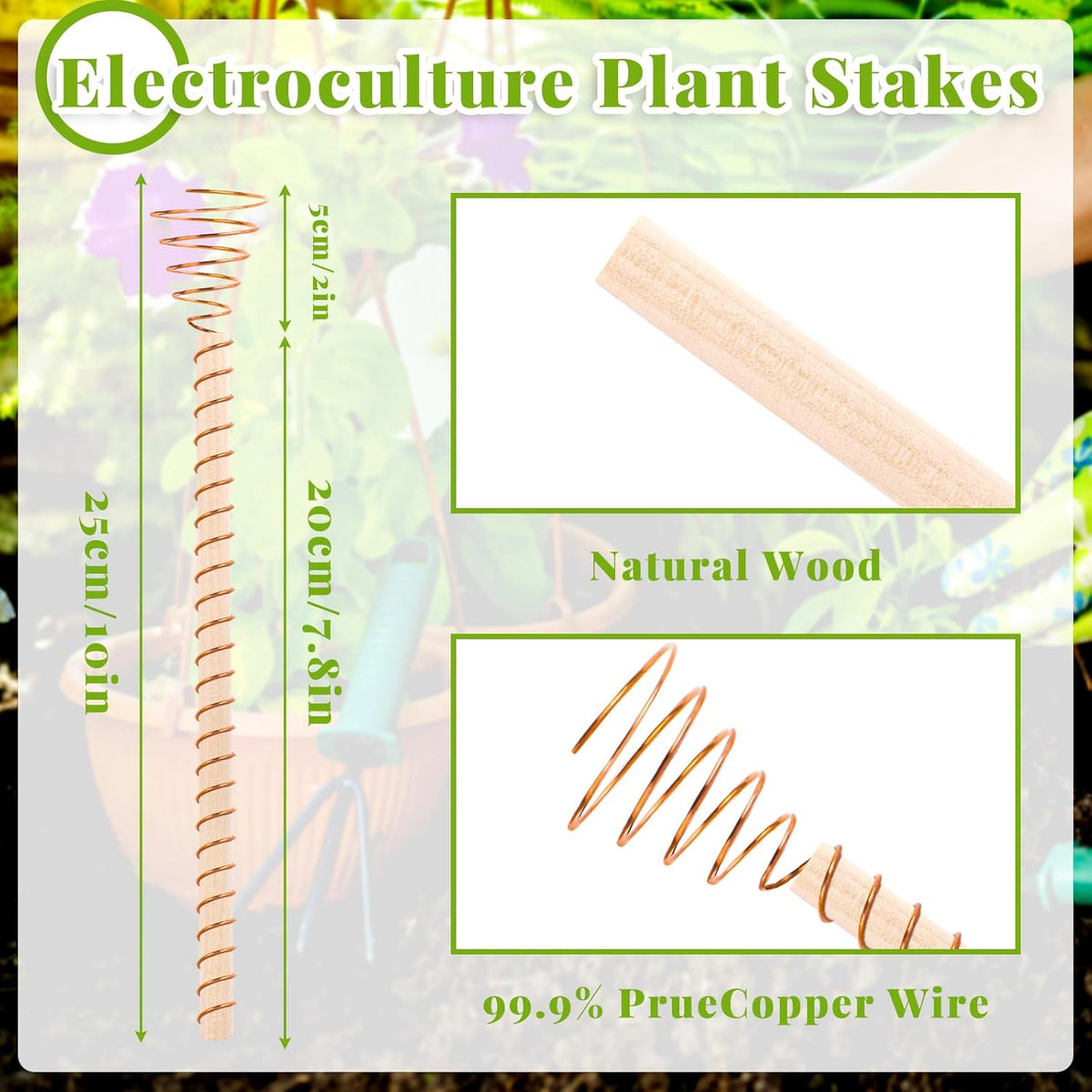 NACHLYNN 6 Pack Electroculture Plant Stakes Pure Electro Culture Gardening Soft Copper Wire Long