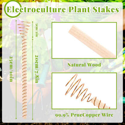 NACHLYNN 6 Pack Electroculture Plant Stakes Pure Electro Culture Gardening Soft Copper Wire Long