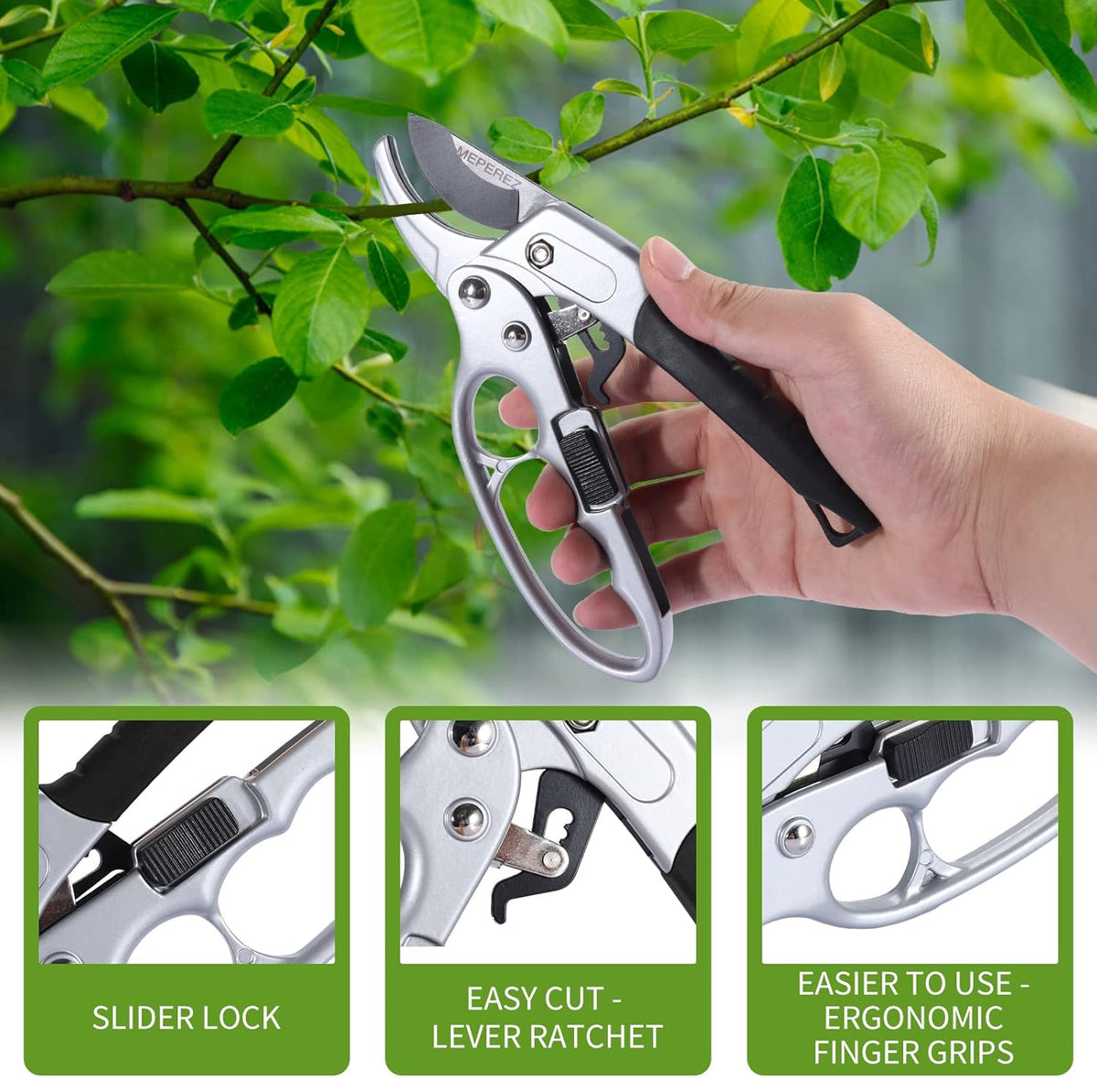Ultra Sharp Germany Steel Pruning Shears - Cuts 3X Easier, Weak Hand Arthritis Snips