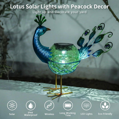 Solar Lantern Outdoor Decorative Waterproof LED Solar Lights Peacock Tabletop Lamp for Outdoor