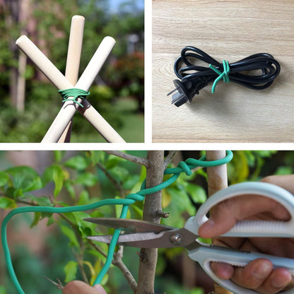 Green Soft Twist Tie Plant Tie Flexible TPR Garden Supply, for Tomatoes Roses Vines Organizing(16.4