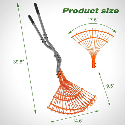 Walensee Leaf Grabber Rake with Long Steel Handle, Heavy Duty Leaf Picker Upper & Garden Claw