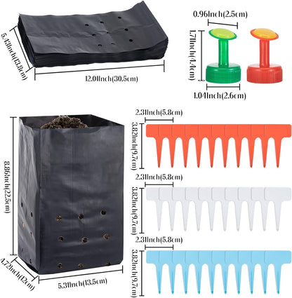 100 Pcs Nursery Growing Bags Seedling Starter Bags with 30 Plant Labels & 2 Mini Watering