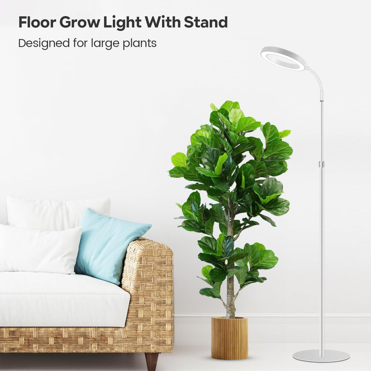 Garpsen Grow Light, Full Spectrum LED Plant Lights with Stand, 3 Color Modes Floor Grow Lamp with