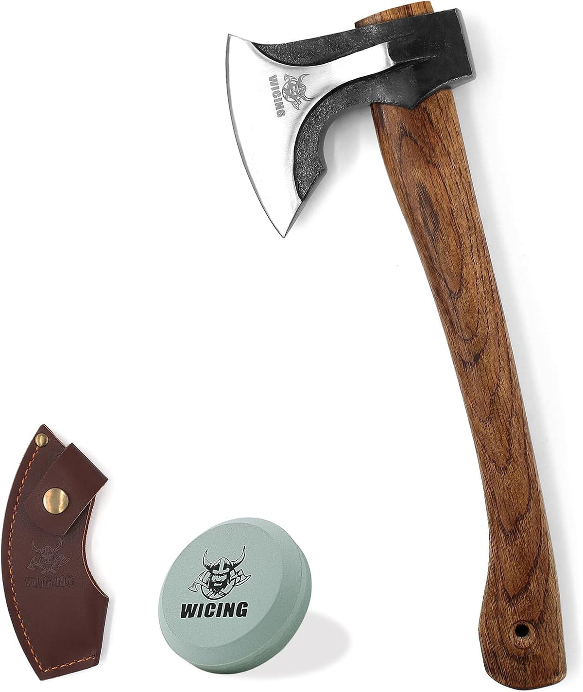 Camping Hatchet, 14.2-inch Splitting Axe with Leather Sheath, Chopping Axe 1065 High Manganese