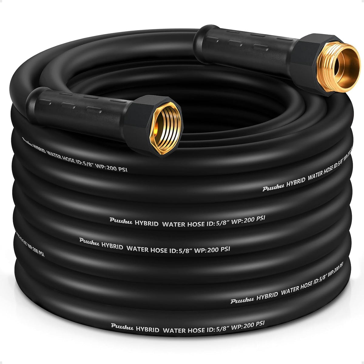 Garden Hose 50 ft x 5/8", NON-EXPANDABLE Heavy Duty Premium Flexible Water Hose, No Kink