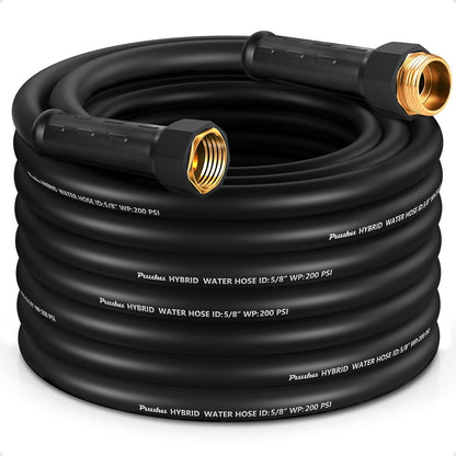 Garden Hose 50 ft x 5/8", NON-EXPANDABLE Heavy Duty Premium Flexible Water Hose, No Kink