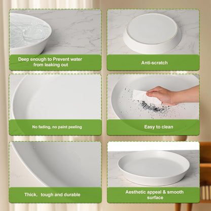 Ceramic Plant Saucers, 10 Inch (11 Inch) Plant Trays, Durable Round Glazed Ceramic Flower Plant
