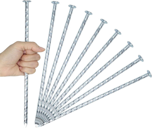 10 Inch Landscape Stakes Galvanized Metal Landscape Edging Anchoring Spikes Stakes, Camping Stakes