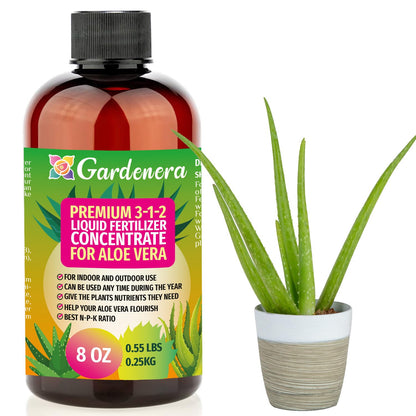 Gardenera Premium Liquid Aloe Vera Fertilizer - 3-1-2 Concentrate for Indoor Plants and Flowers
