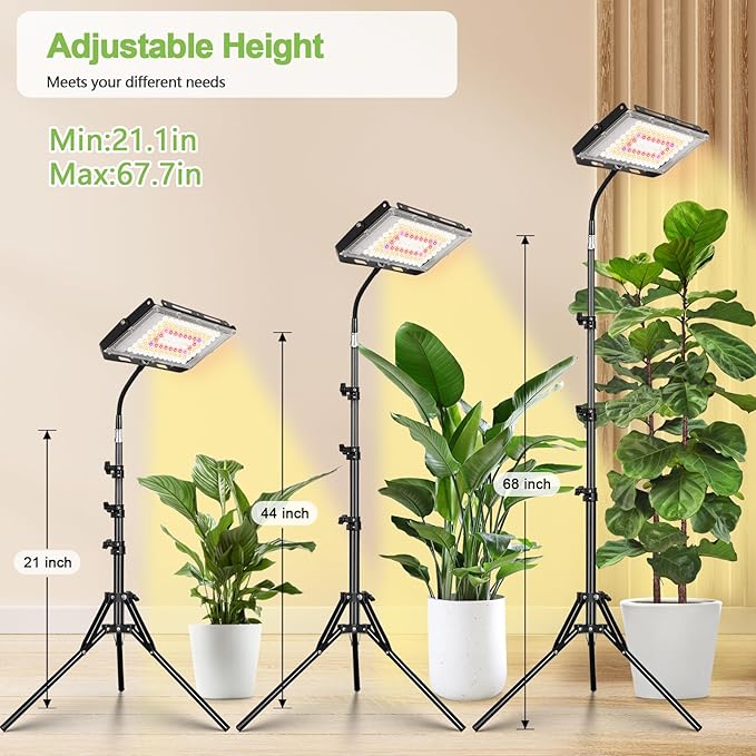 LBW Stand Grow Lights for Indoor Plants, Full Spectrum 96 LEDs Plant Grow Light, Upgraded Floor