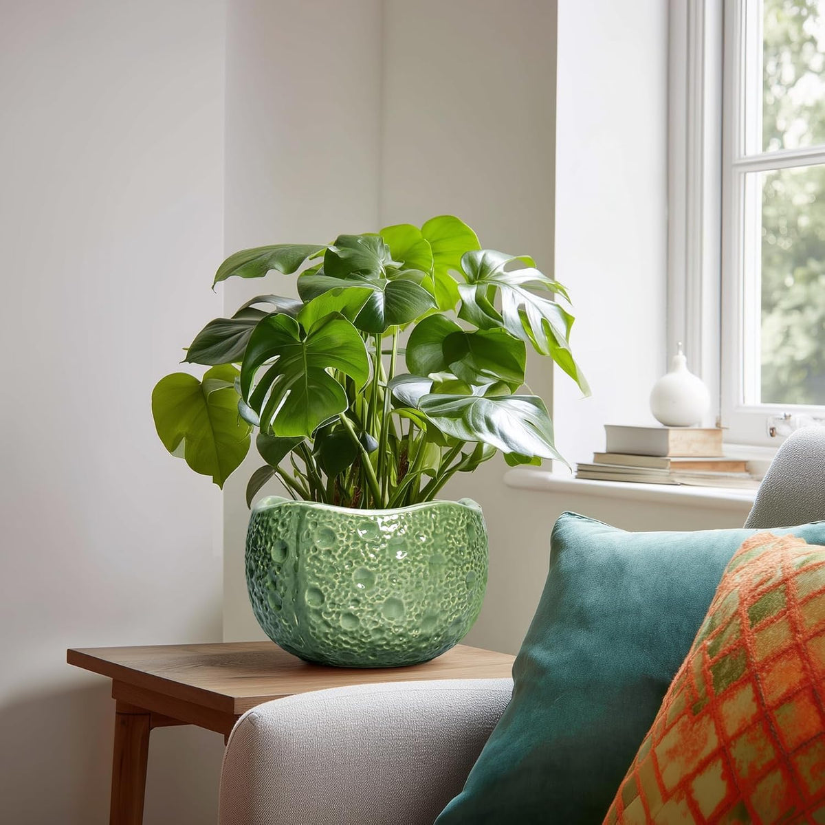 8 Inch Plant Pot - Ceramic Pots for Plants with Drainage Hole, Round Decorative Plant Pots for