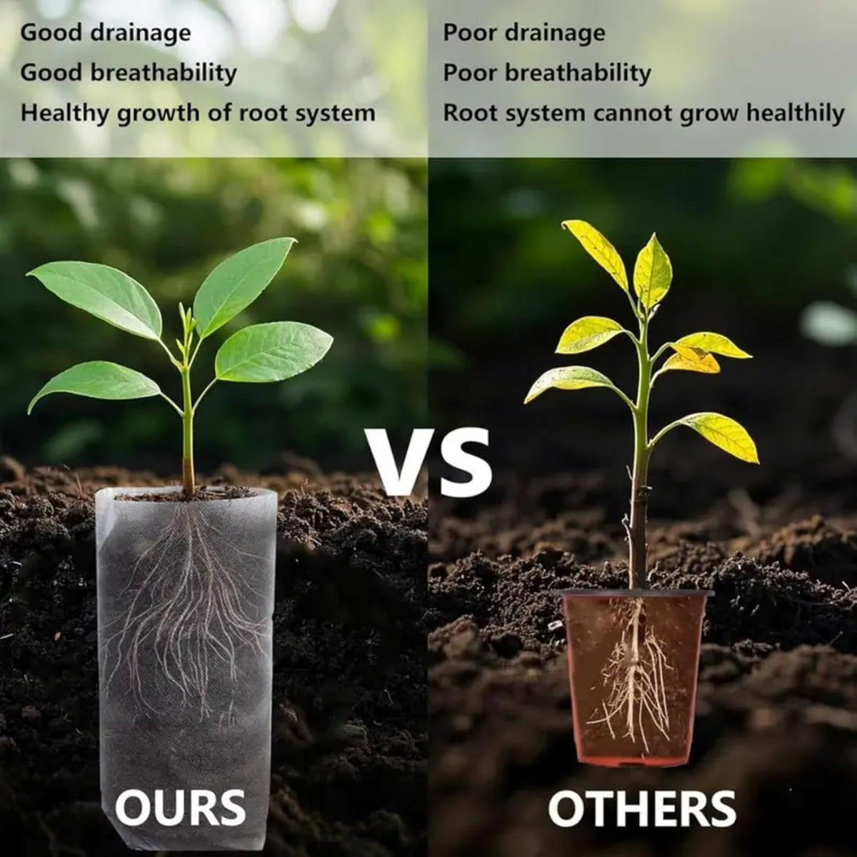 Plant Nursery Grow Bags, Non-Woven Fabric Seedling Starter Pots for Vegetable, Flower, Fruit