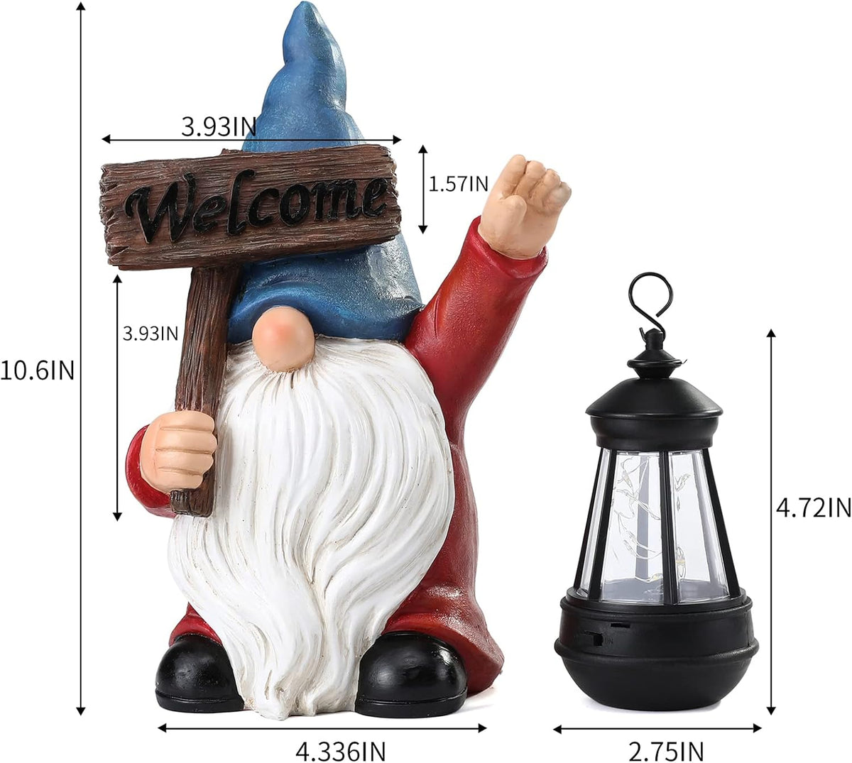 Garden Gnome Outdoor Decoration Solar Gnomes Statue with Lantern LED Lights,Terrace Courtyard Lawn