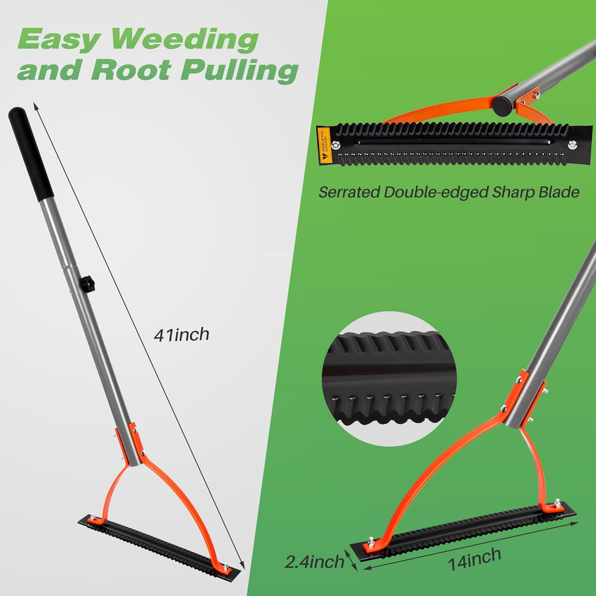 Walensee Weed Grass Cutter with Serrated Double-edged Sharp Blade Manual Grass Whip with 30 Inch