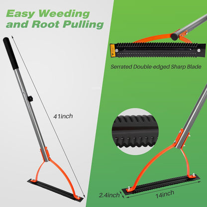 Walensee Weed Grass Cutter with Serrated Double-edged Sharp Blade Manual Grass Whip with 30 Inch