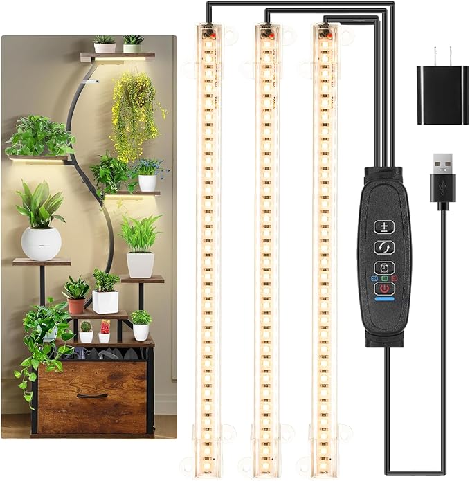 10.2''Grow Light Strips, LED Grow Lamps for Indoor Plants Full Spectrum 3000K, Plant Light Strips