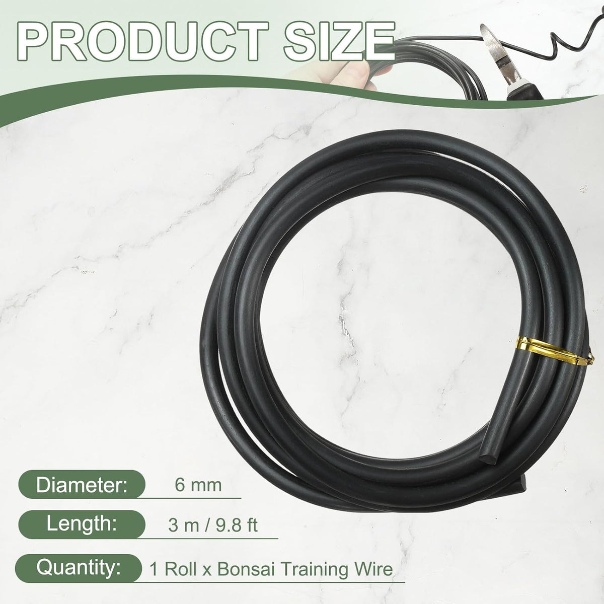 Bonsai Training Wire, 6mm x 9.8 ft Anodized Aluminum Floral Plant Training Wire Bendable Metal