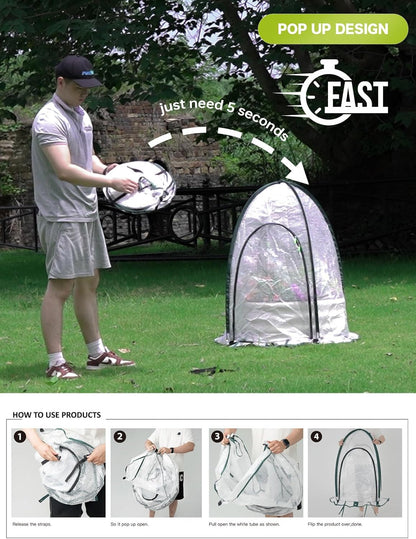 Pop up Greenhouse Tent Cover Tunnel Plant House,Large Gardening Flower Sunshine Room with Mesh