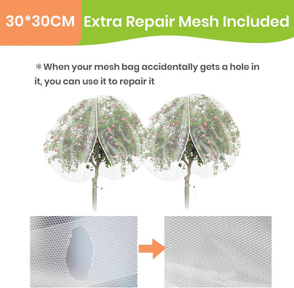 2Pcs Large 10x10FT Fruit Tree Netting with Zipper, Drawstring - Mesh Bags Covers for Garden