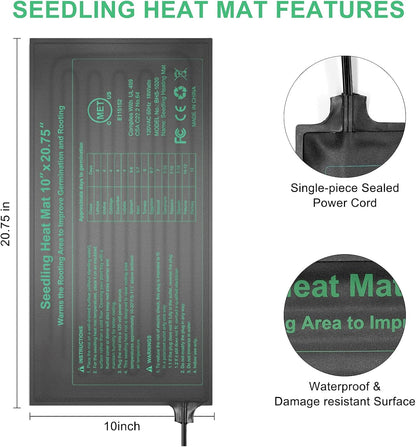 Seedling Heat Mat Hydroponic Plants Heating Pad, Seed Starting Greenhouse and Germination