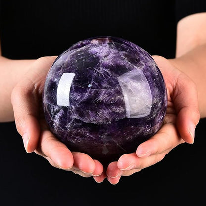 Large Dream Amethyst Crystal Ball with Stand Healing Crystals Sphere for Meditation, Divination