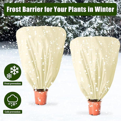 8 Pcs Plant Covers Frost Protection Bag 47" x 31.5" Winter Reusable Plants Jacket with Drawstring