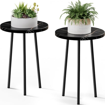 Plant Stand Indoor 2 Pack: Corner Wood 20 Inch Plant Stand Mid Century Modern Decor - Small Round