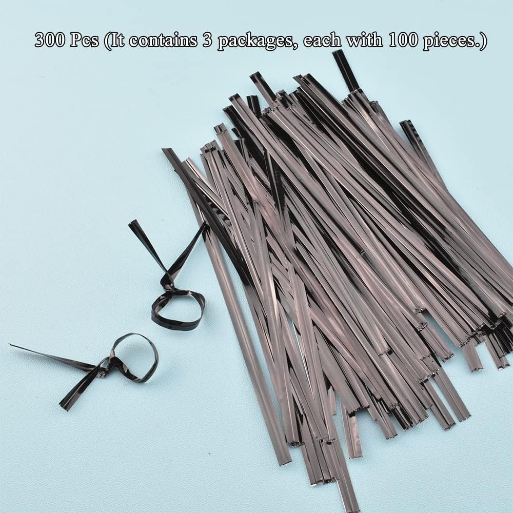 HAHIYO 300Pcs 4 inches Black Metal Twist Ties Bread Candy Coffee Bag Ties Plant Garden Twist Ties