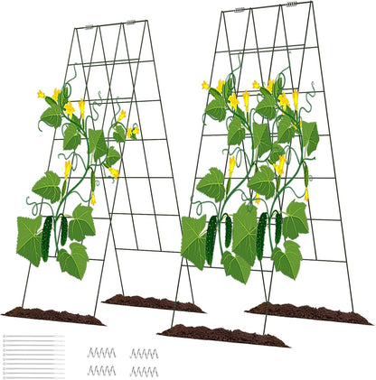 DOEWORKS Cucumber Trellis, 56" High Foldable A Frame Garden Trellis, 2 Pack, Plant Support for