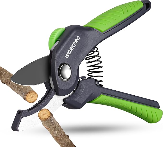 WORKPRO 8.5" Anvil Pruning Shear, Heavy Duty Garden Scissors & Clippers with Labor-Saving Design