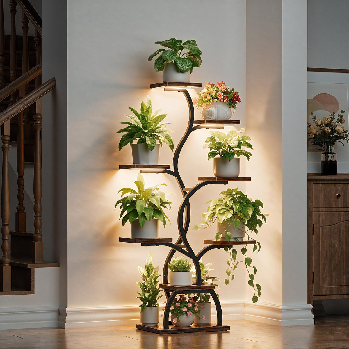 Plant Stand Indoor with Grow Light - 8 Tiered Corner Plant Shelf Indoor