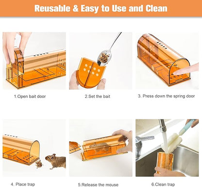 4 Pack Humane Mouse Traps No Kill, Live Mouse Traps Indoor, Reusable Small Mice Trap Catcher for