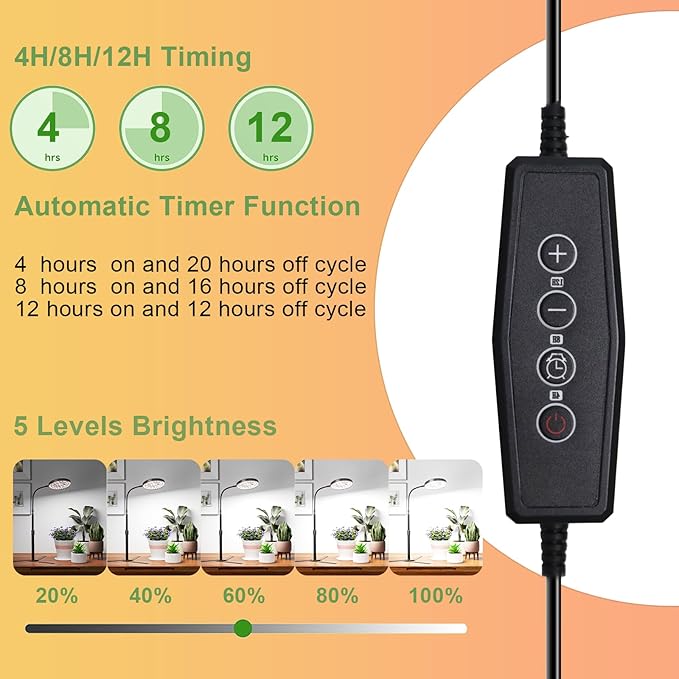 Super-Bright Grow Light 100W, 6000K 216LEDs White Full Spectrum Plant Growing Lamp for Home Office