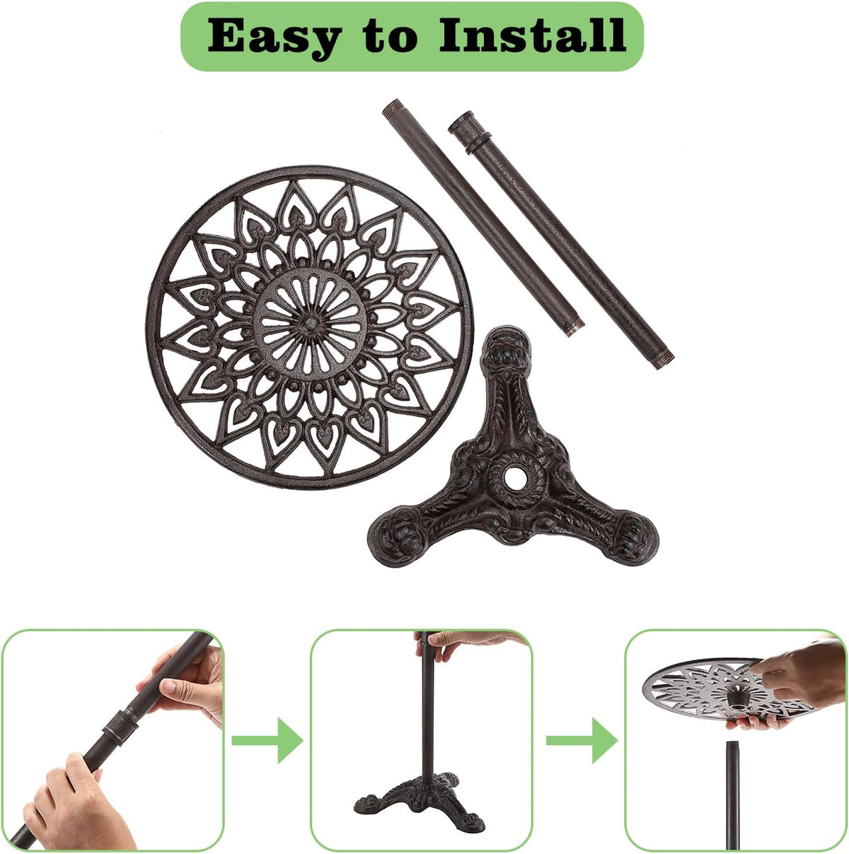 OwnMy Cast Iron Tall Plant Stand Heavy Duty Vintage Flower Pot Holder Stand, Decorative Round