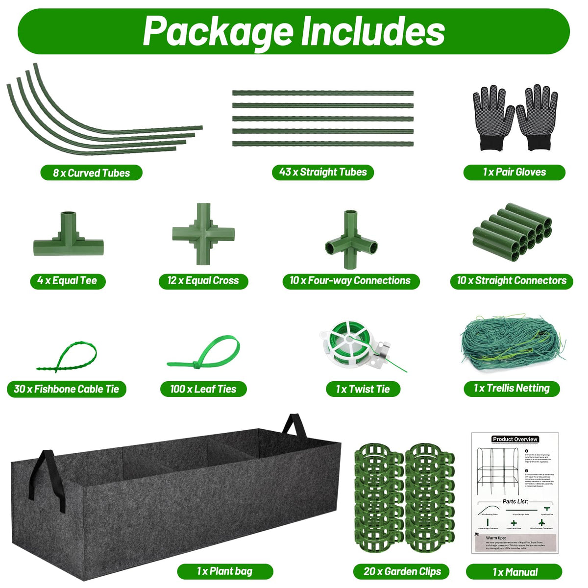U-Shape Cucumber Trellis with Fabric Raised Garden Bed 65x50 Inch Metal Garden Arch Trellis with